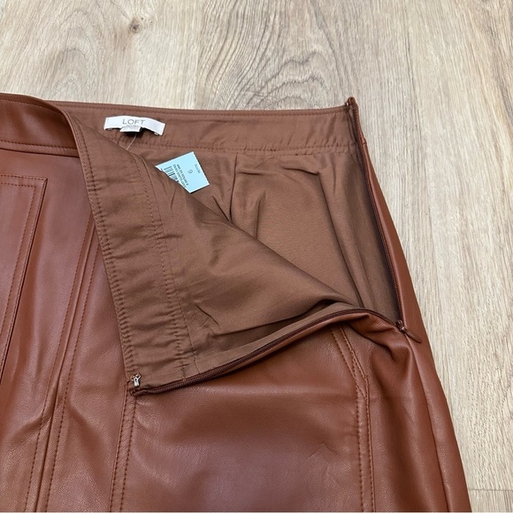 NWT LOFT Brown Faux Leather Mini Skirt size 6P - Picture 6 of 7